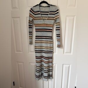 Free People Striped Multicolor Knit Maxi sweater Dress size XS